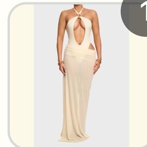 Elegant Backless Cream Dress